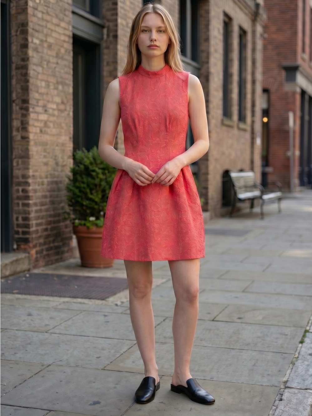 NWT New Marc New York Andrew Marc Sleeveless Coral Textured Mini Dress Size 6